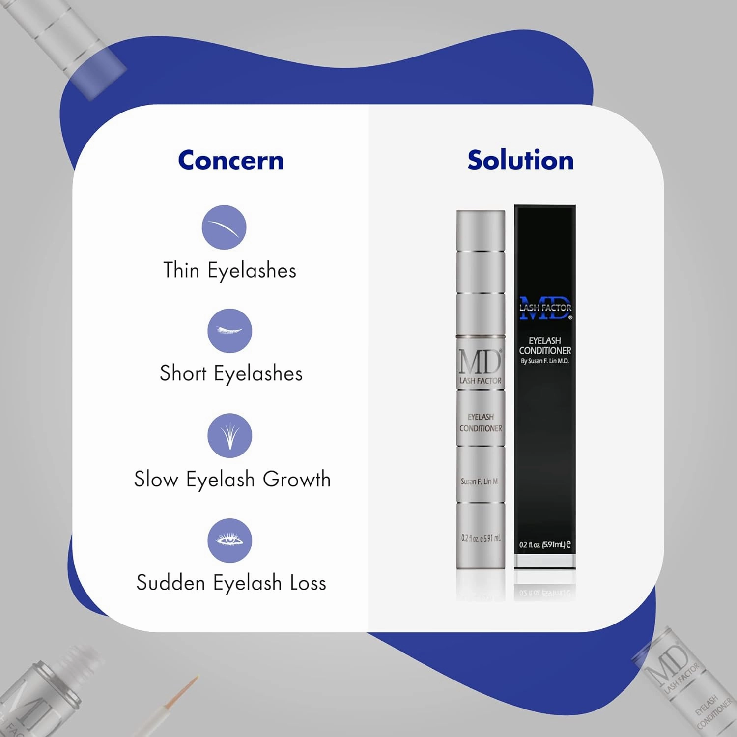 Lash Factor Eyelash Growth Serum| Enhances Your Natural Lashes For A Fuller, Longer & Denser Look | Eyelashs Enhancer for Women | 0.2 Fl Oz - 6 Month Supply