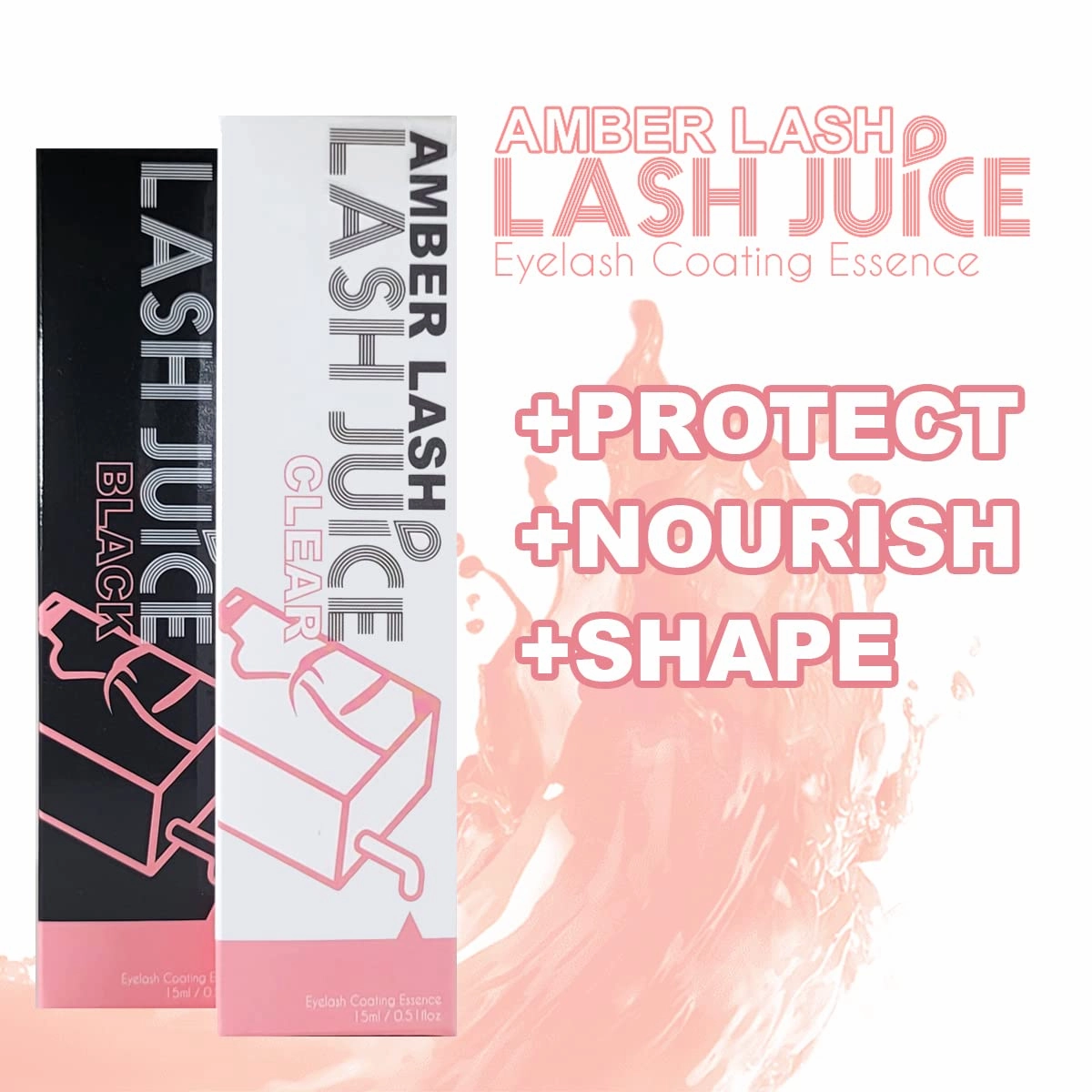 Lash Juice by Amber Lash, 3-in-1 Coating Essence and sealant for Eyelashes with Extensions and or Lift Perm, Protect and Nourish to Promote Healthy Eyelash 15ml / 0.51 fl oz (Clear)