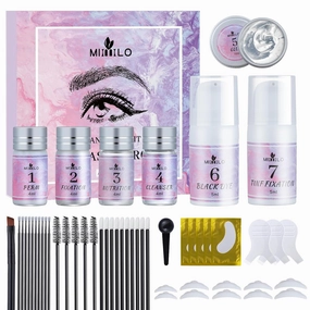 Lash Lift & Brow Lamination Kit with Black Color, Lash Lift Kit & Eyebrow Lamination Kit with All Tools for Fuller Thicker Voluminous Eyebrows & Curled Eyelashes, Lasting for 6-8 Weeks