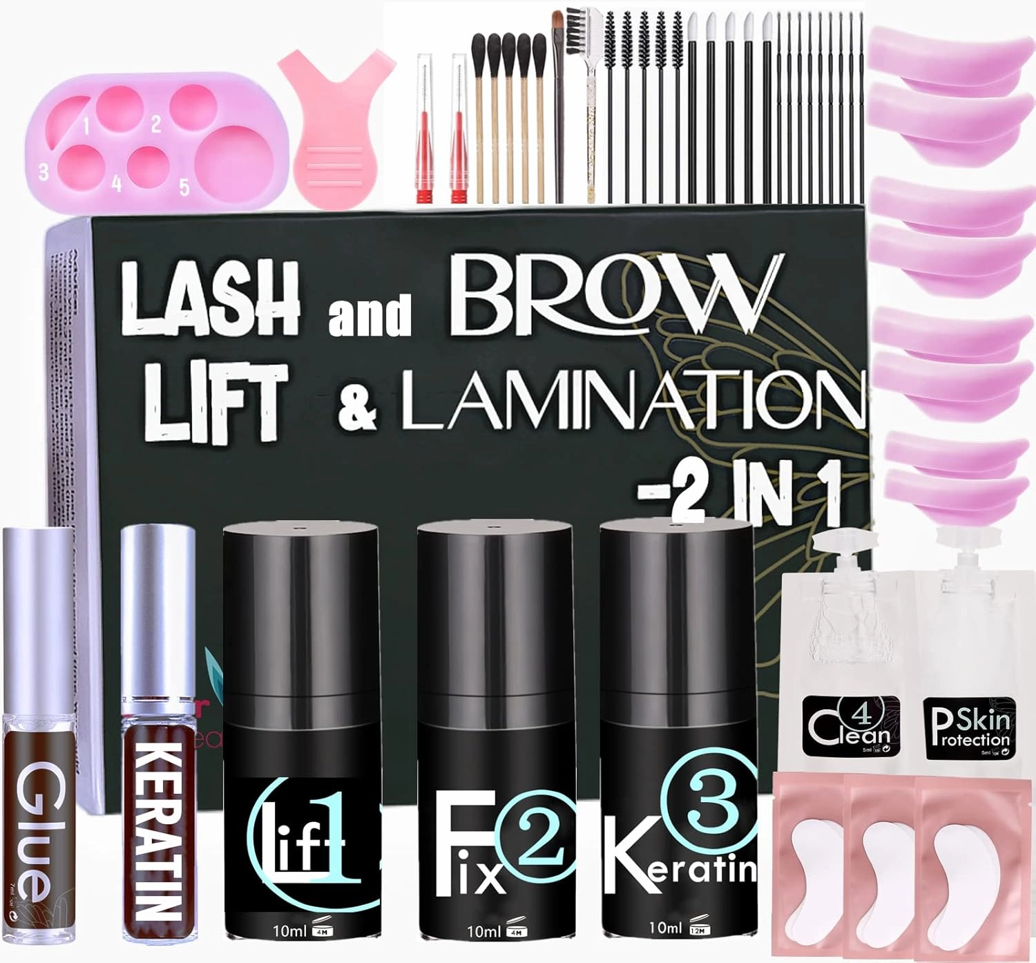 Lash Lift Brow Lamination Kit, Rapid Eyelash and Eyebrow Lifting, DIY Perming Lashes at Home Or Salon Usage Be Eye Voluminous for 6 Weeks About 15 Applications