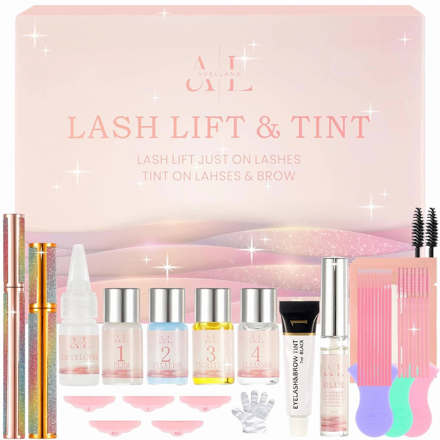 Lash Lift Kit, Eyelash and Perm Set, Black Curler Lash Extension, Professional Eyelash Perm, Brow Lamination, Suitable for Beginners and Professionals for Girlfriend Mom Wife
