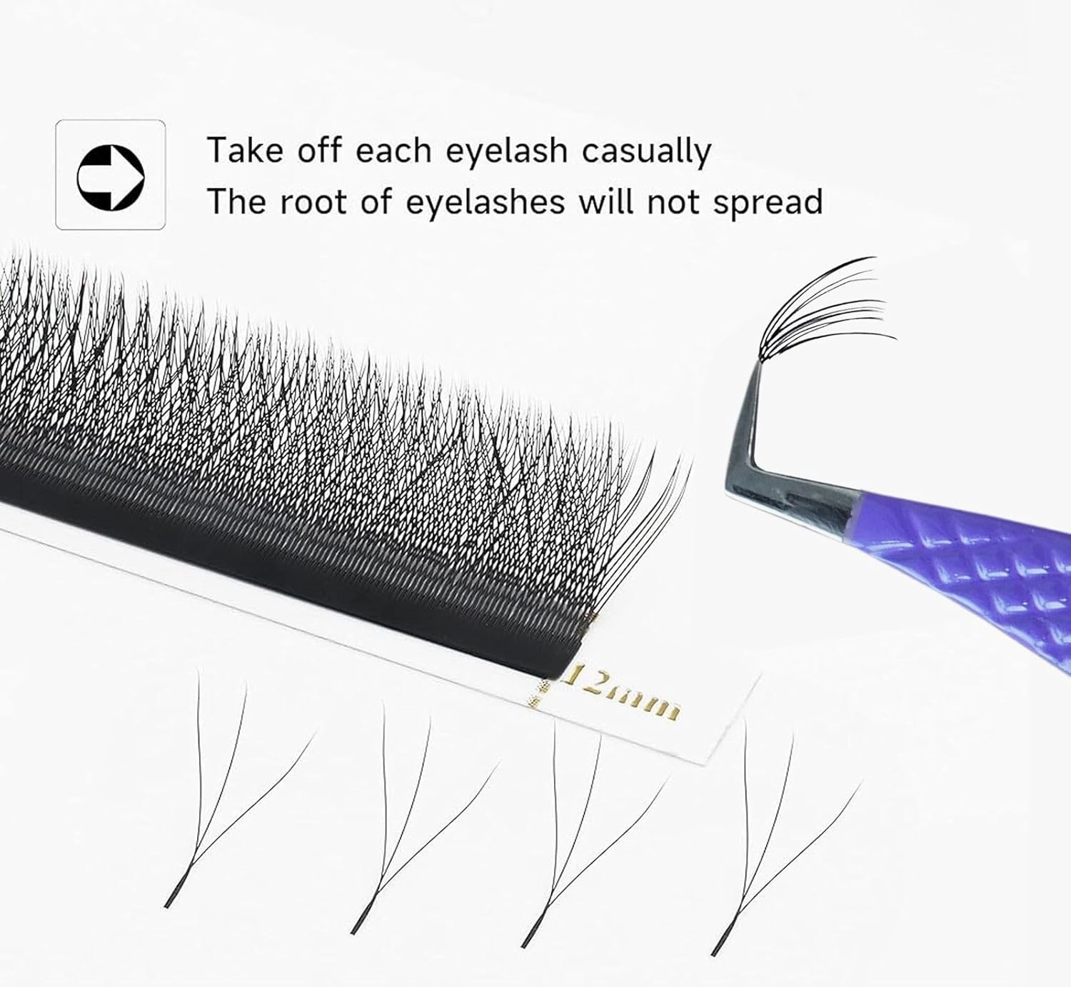 Lash Tweezers - Stainless Steel Fiber Tip Eyelash Tweezers (Set of 4) - Diamond Grip Professional Lash Tweezers for Eyelash Extensions (Purple)