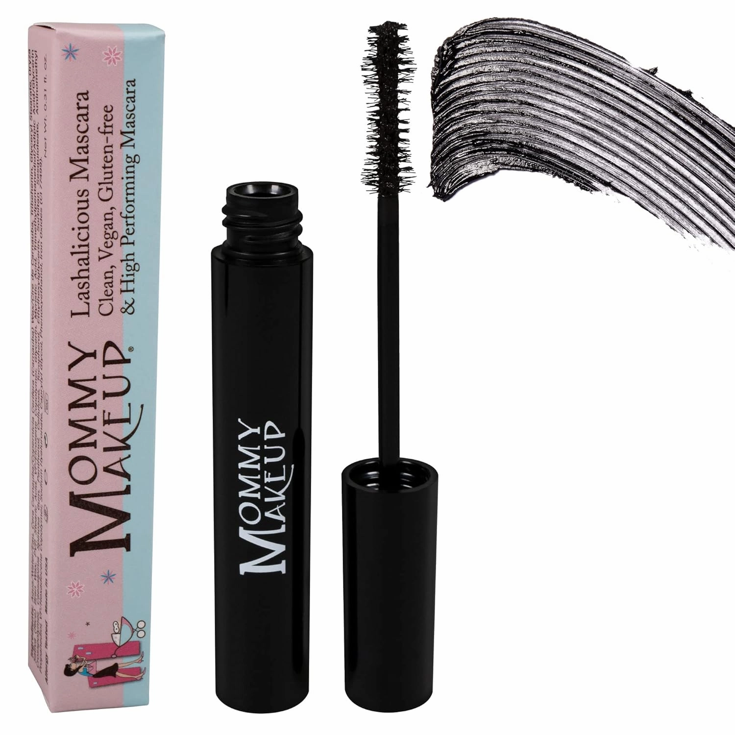 Lashalicious Vegan Mascara with Rice Bran Wax - Clean, Gluten & Cruelty Free - Hypoallergenic Mascara For Volume, Curl, Separated, Lengthened & Lifted Lashes (Black) by Mommy Makeup