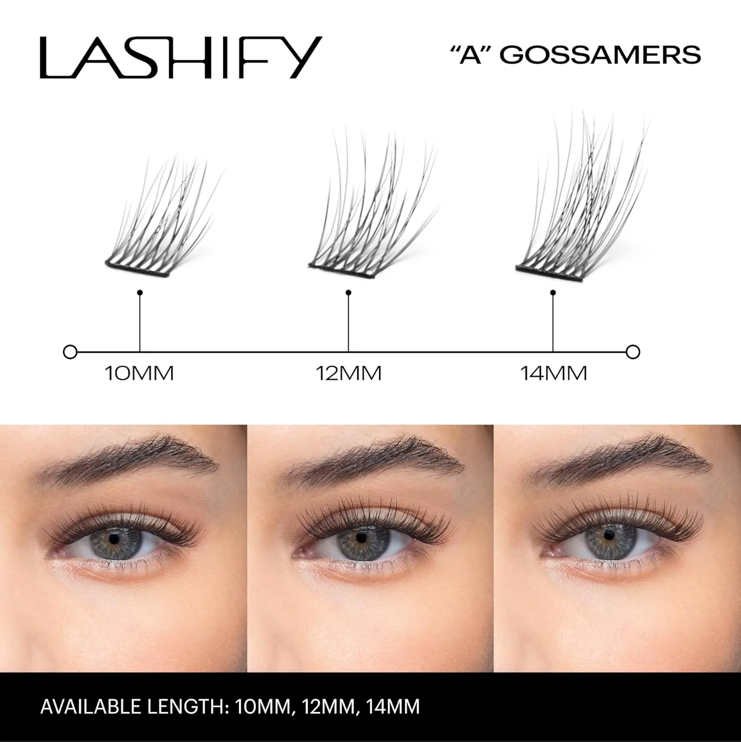 Lashify Amplify 10mm Gossamer DIY Eyelash Extensions Refill, Black, Easy False Eyelashes for a Natural Look