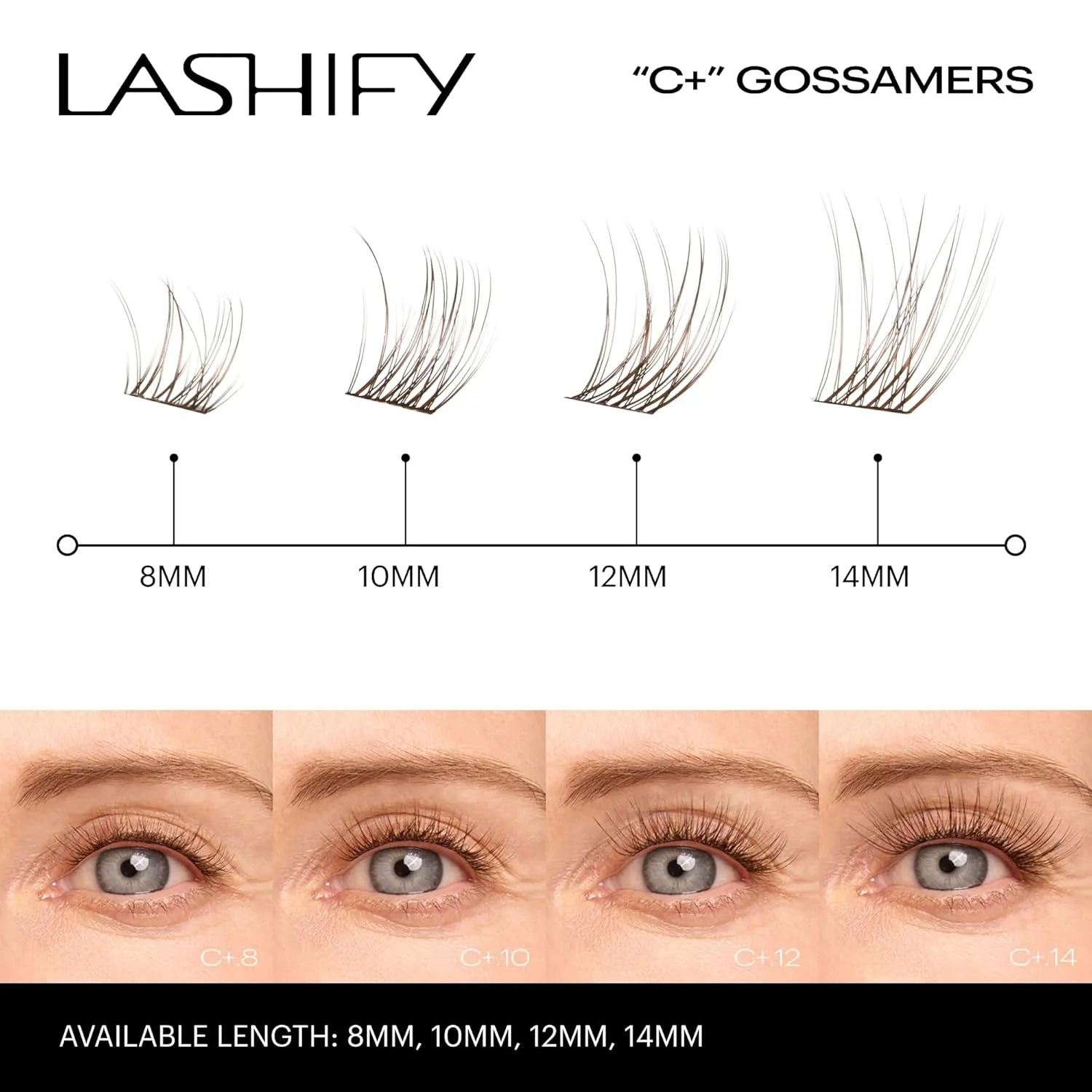Lashify Curl Plus  8mm Gossamer Eyelash Extensions Refill in Ash, Easy DIY False Lashes for the Most Delicate, Natural and Long Lasting Look