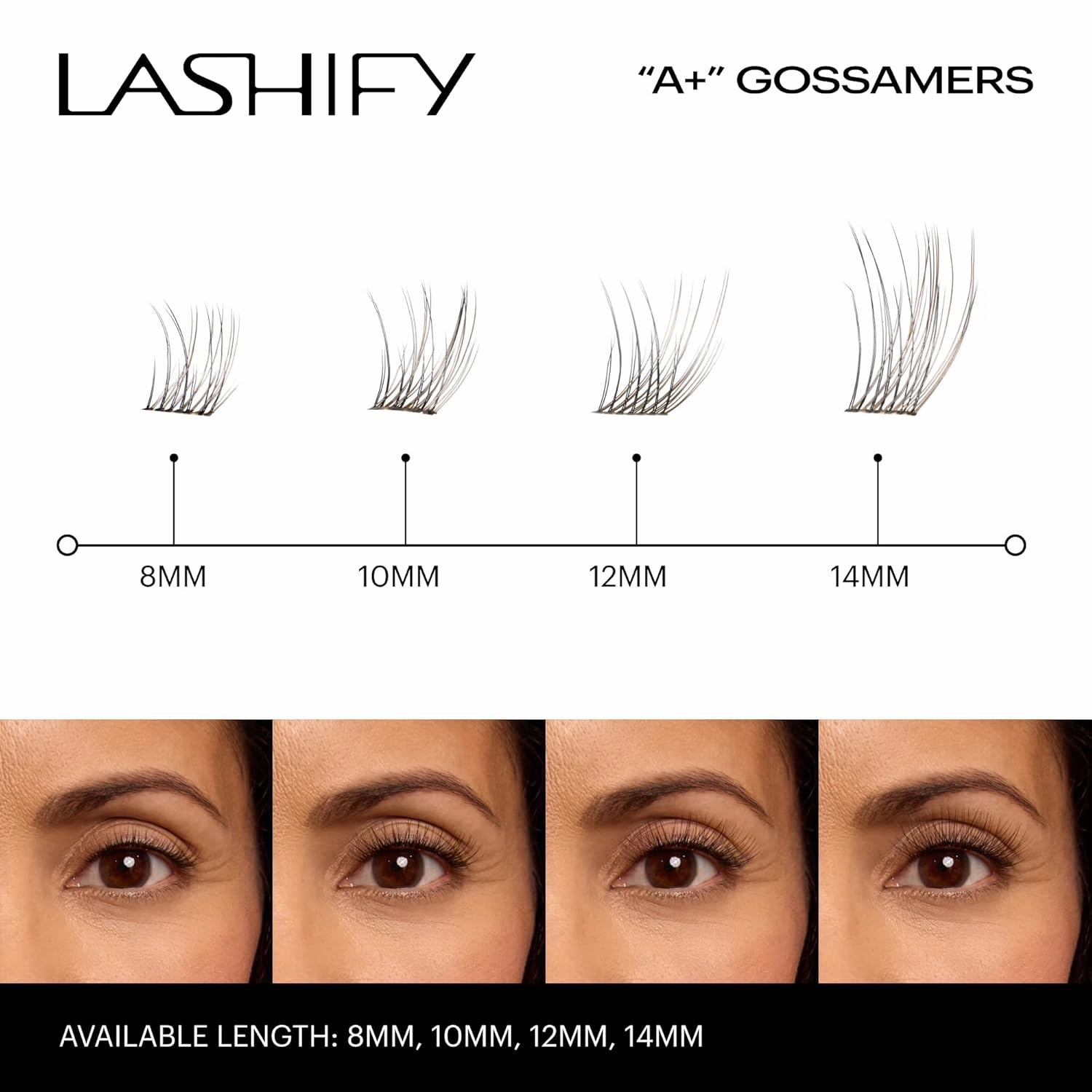Lashify Amplify Plus  14mm Eyelash Extensions Refill in Truffle Color, Easy DIY False Lashes for the Most Delicate, Natural and Long Lasting Look