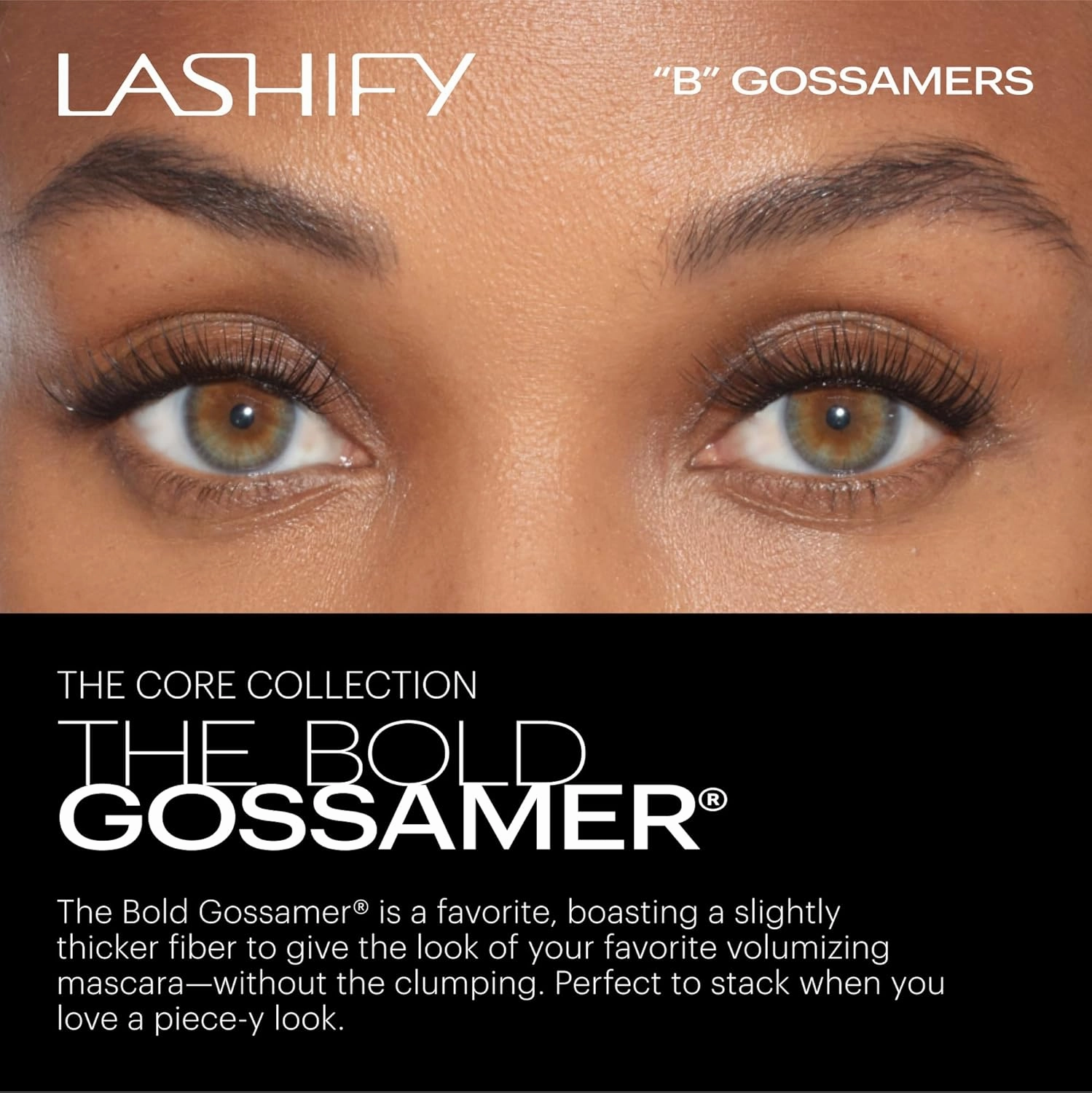 Lashify Bold 12mm Gossamer DIY Eyelash Extensions Refill, Black, Easy False Eyelashes for a Natural Look