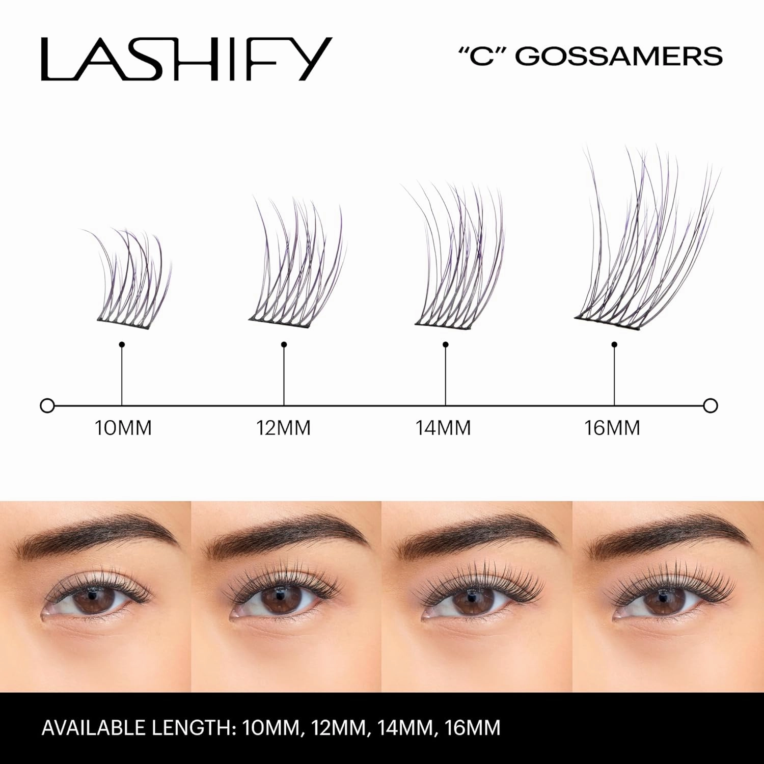 Lashify Curl 12mm Gossamer Eyelash Extensions Refill in Ombre Purple, Easy DIY False Lashes for a Natural Look