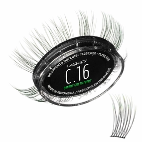 Lashify Curl 16mm Gossamer Eyelash Extensions Refill in Ombre Green, Easy DIY False Lashes for a Natural Look