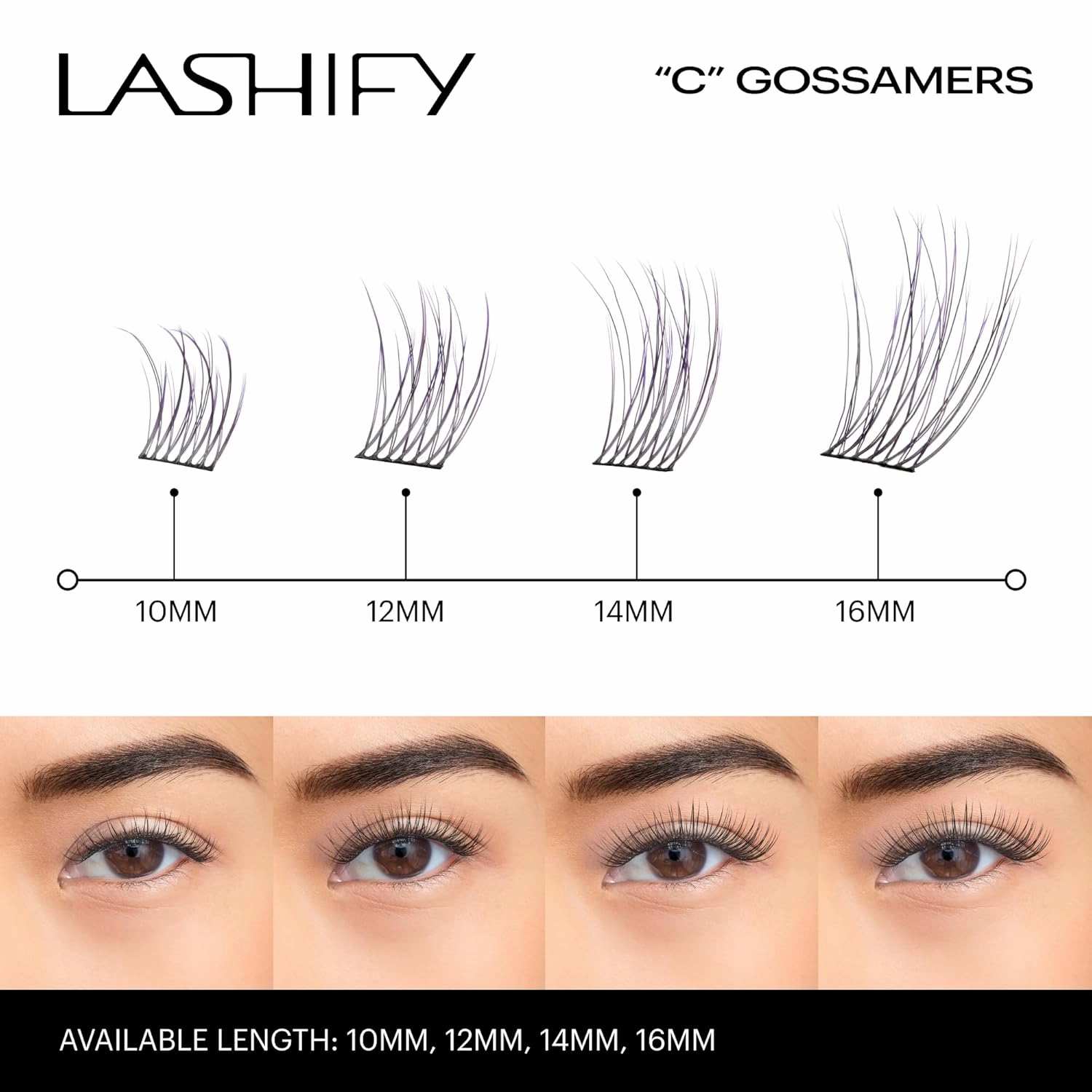 Lashify Curl 16mm Gossamer Eyelash Extensions Refill in Ombre Purple, Easy DIY False Lashes for a Natural Look