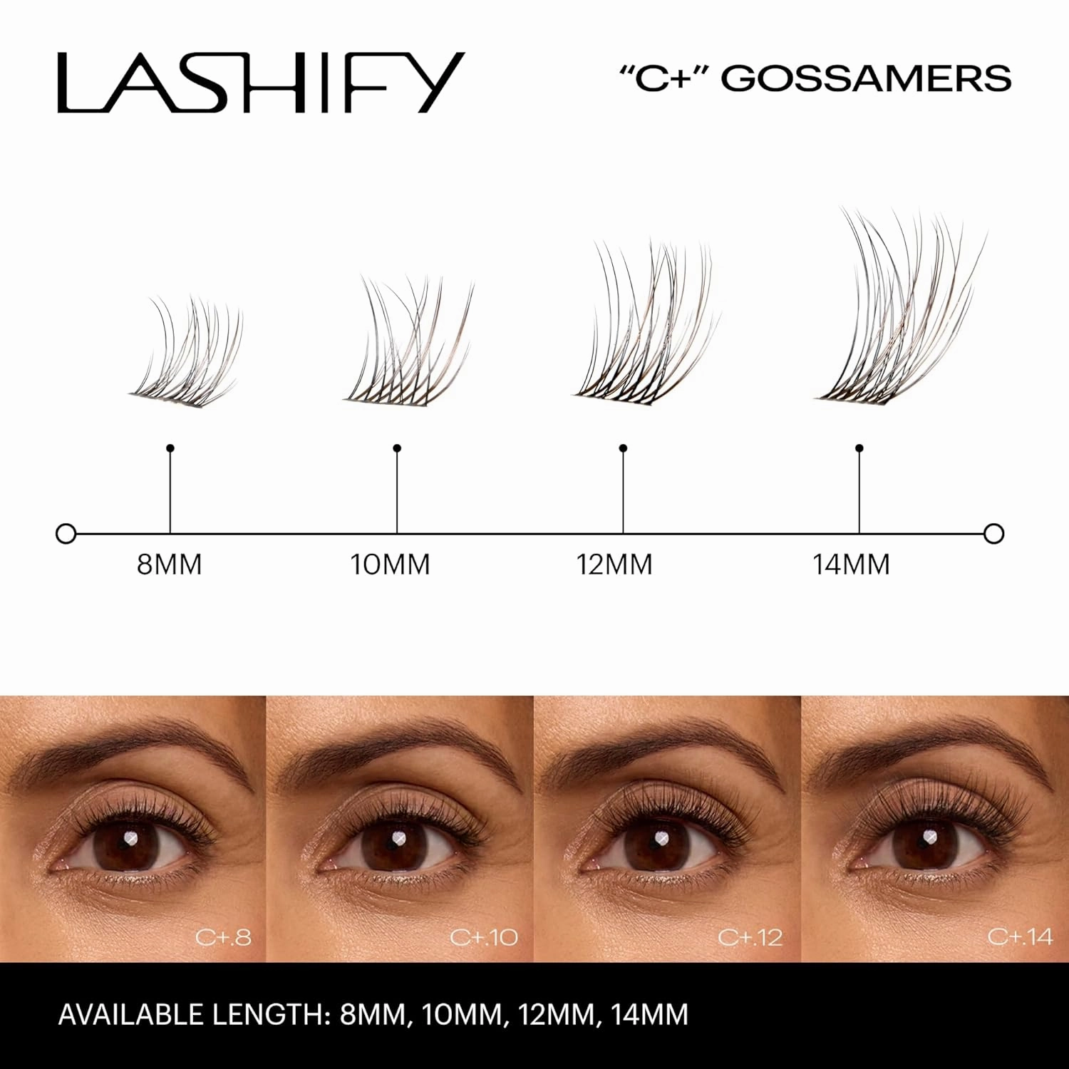 Lashify Curl Plus  10mm Gossamer Eyelash Extensions Refill in Truffle, Easy DIY False Lashes for the Most Delicate, Natural and Long Lasting Look