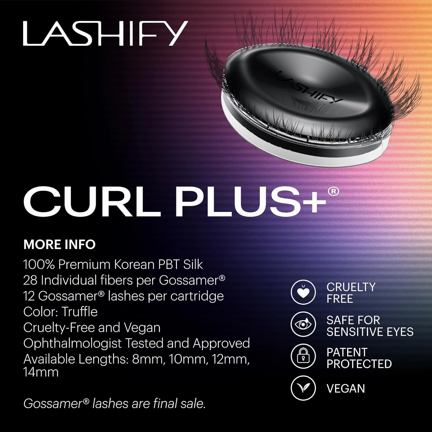 Lashify Curl Plus  10mm Gossamer Eyelash Extensions Refill in Truffle, Easy DIY False Lashes for the Most Delicate, Natural and Long Lasting Look