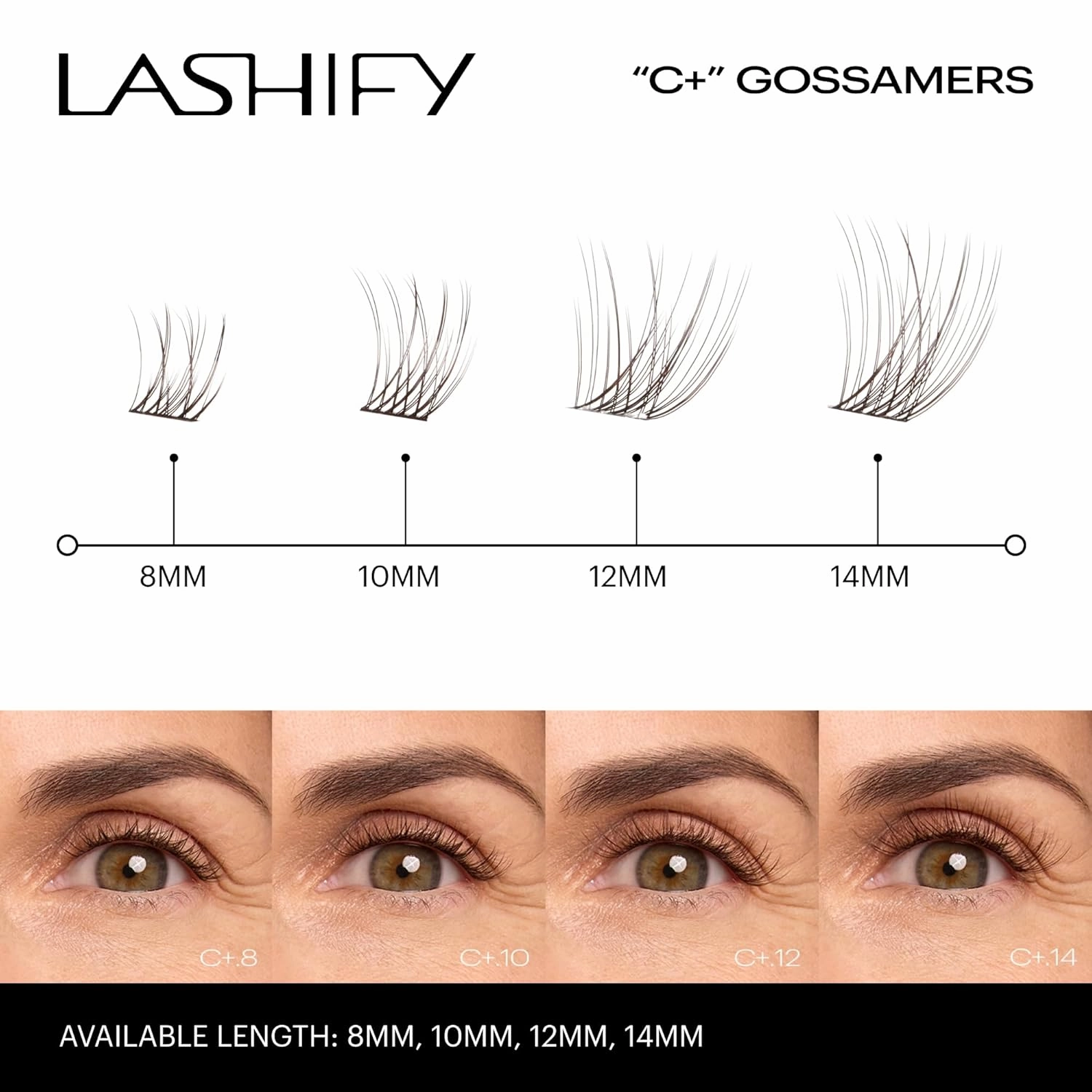 Lashify Curl Plus  14mm Gossamer Eyelash Extensions Refill in Minx, Easy DIY False Lashes for the Most Delicate, Natural and Long Lasting Look
