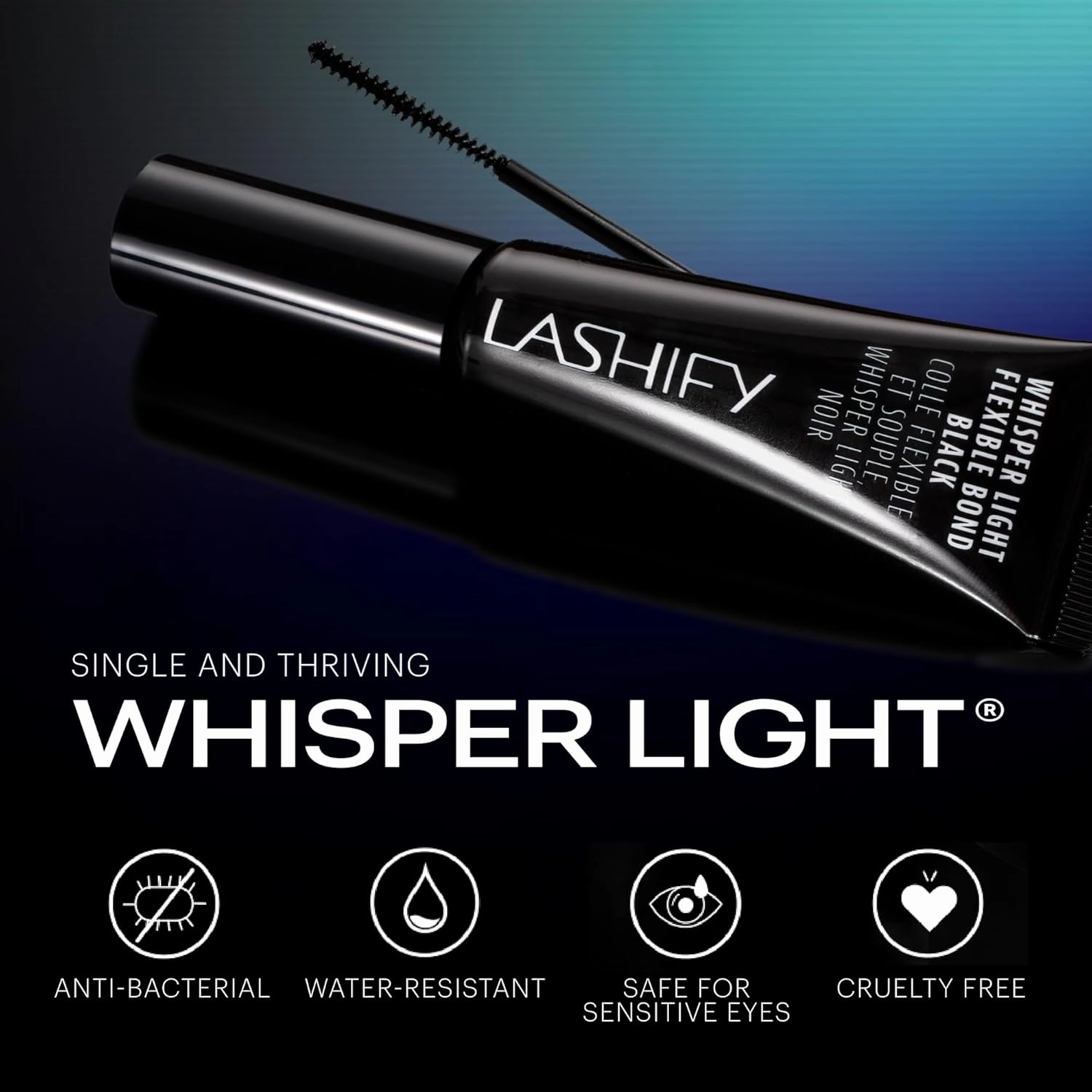 Lashify Whisper Light Flexible Bond Eyelash Glue for False Lashes with Micro-Flex Technology- Lash Glue for Eyelash Extensions in Black