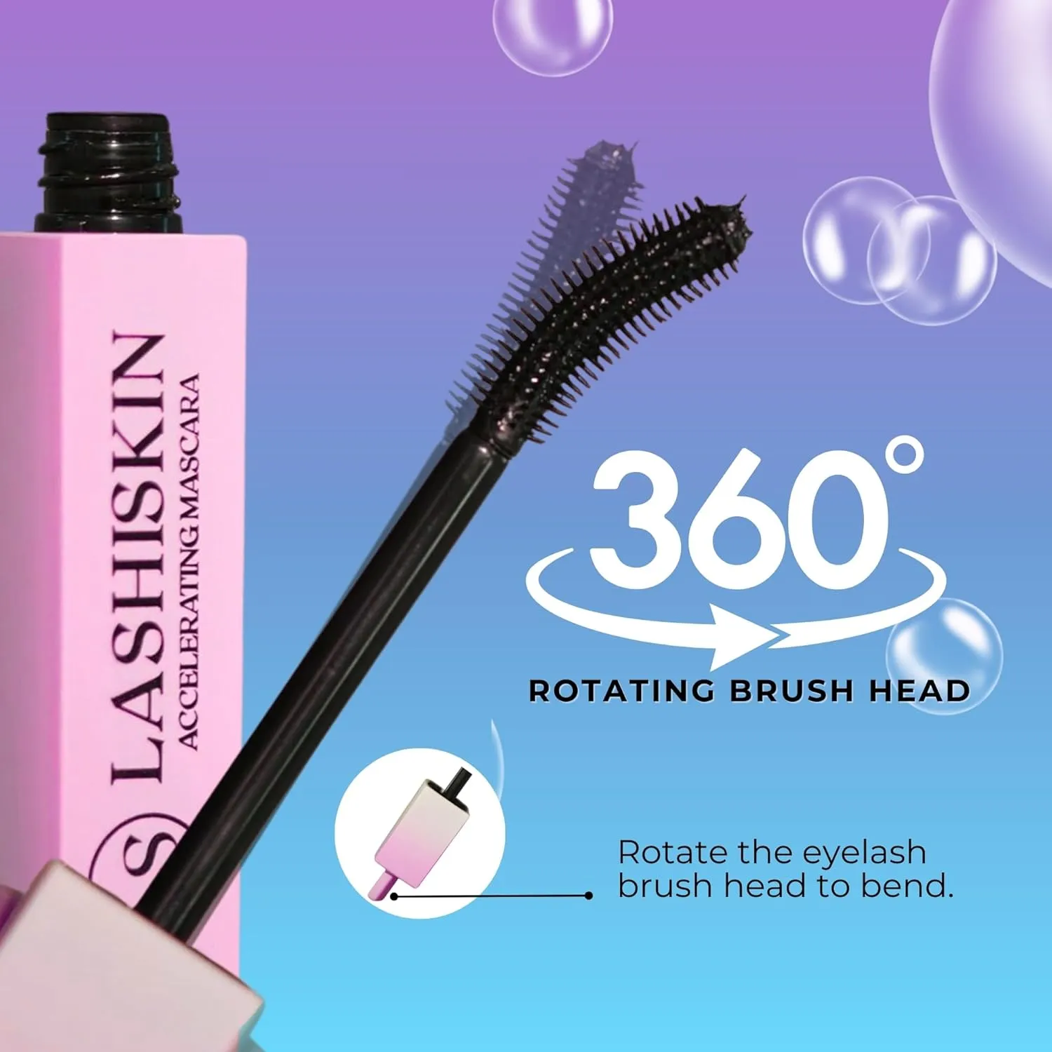 LASHISKIN’S Pink Mascara Infused with Lash Growth Serum – Waterproof, Volumizing, and Lengthening, Smudge-Proof, Vegan, and Cruelty-Free Formula I Mascara With Twisted Wand - 6ML (Pink, 6 ml)