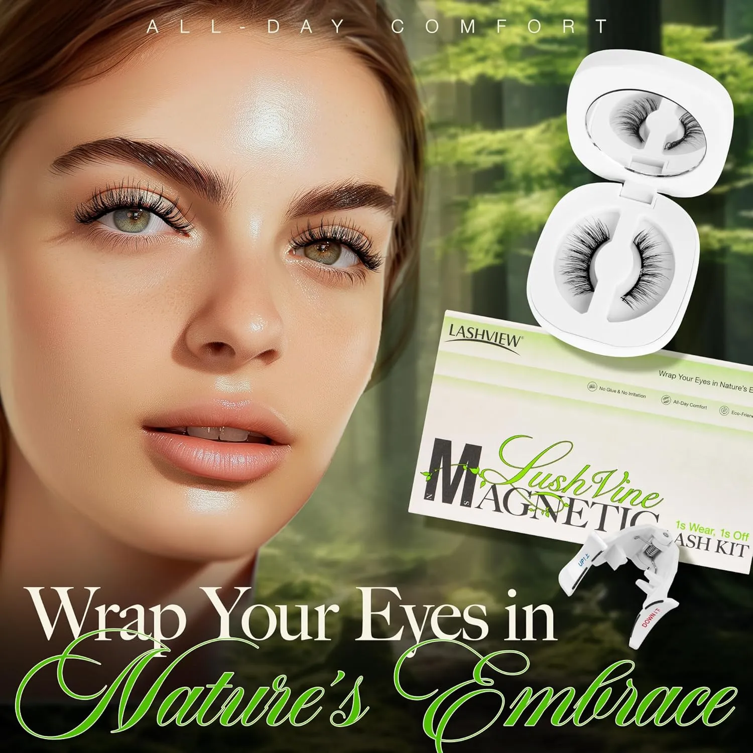 LASHVIEW Upgrade Soft Magnetic Eyelashes with Applicator, Reusable Magnetic Lashes Natural Look, No Glue Needed, Windproof & Waterproof for All-Day Comfort (L01)
