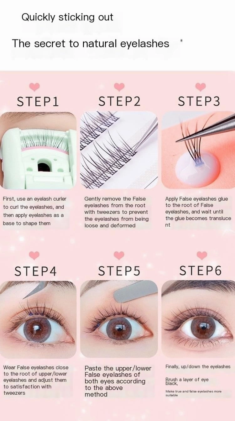 laubess cluster lashes 120Pcs High Tip Curl Stereo Multi-Layer Extension DIY False Eyelash Cluster, Natural soft Reusable (6-16mm) (Color : A, Size : 10mm)
