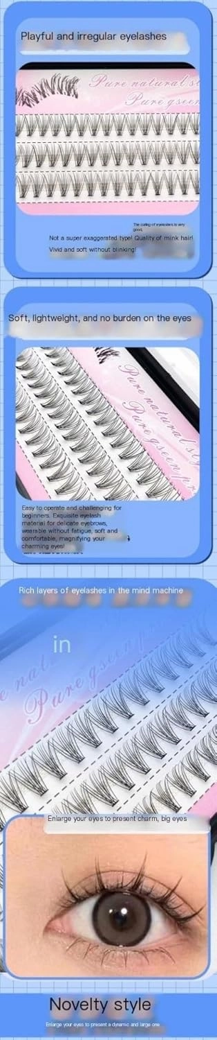 laubess cluster lashes 120Pcs High Tip Curl Stereo Multi-Layer Extension DIY False Eyelash Cluster, Natural soft Reusable (6-16mm) (Color : A, Size : 10mm)