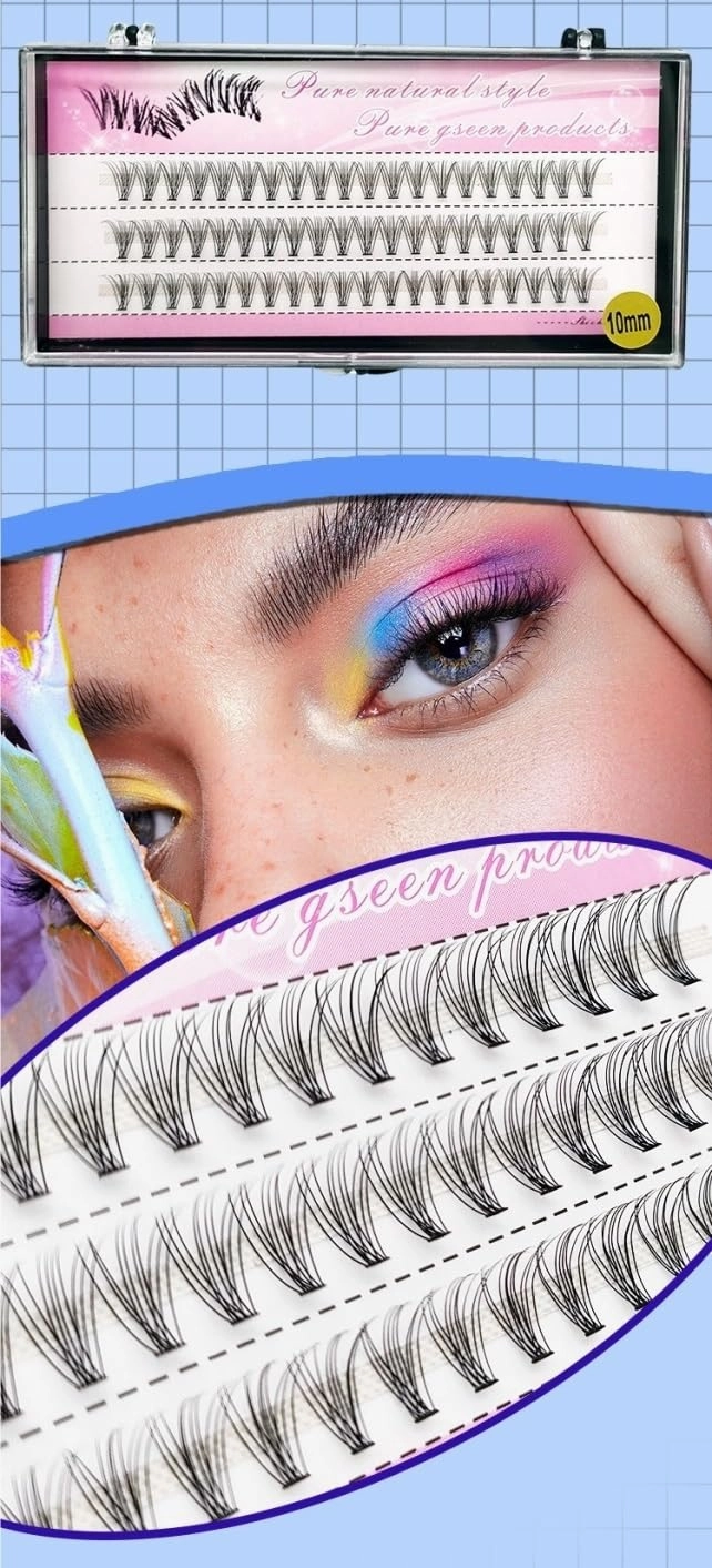 laubess cluster lashes 120Pcs High Tip Curl Stereo Multi-Layer Extension DIY False Eyelash Cluster, Natural soft Reusable (6-16mm) (Color : A, Size : 10mm)