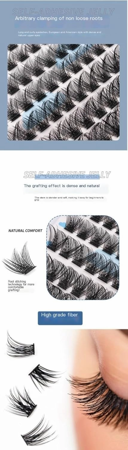 laubess cluster lashes 72PCS 10-16mm D Curl Reusable Super Soft Single Cluster Eyelash, DIY Eyelash Extension Supplies, Natural Thickness (Color : Black, Size : 10mm)