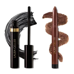 LAURA GELLER NEW YORK Bold Beauty Kajal Duo: Kajal Longwear Kohl Eyeliner Pencil, Dark Brown   Kajal Longwear Black Mascara