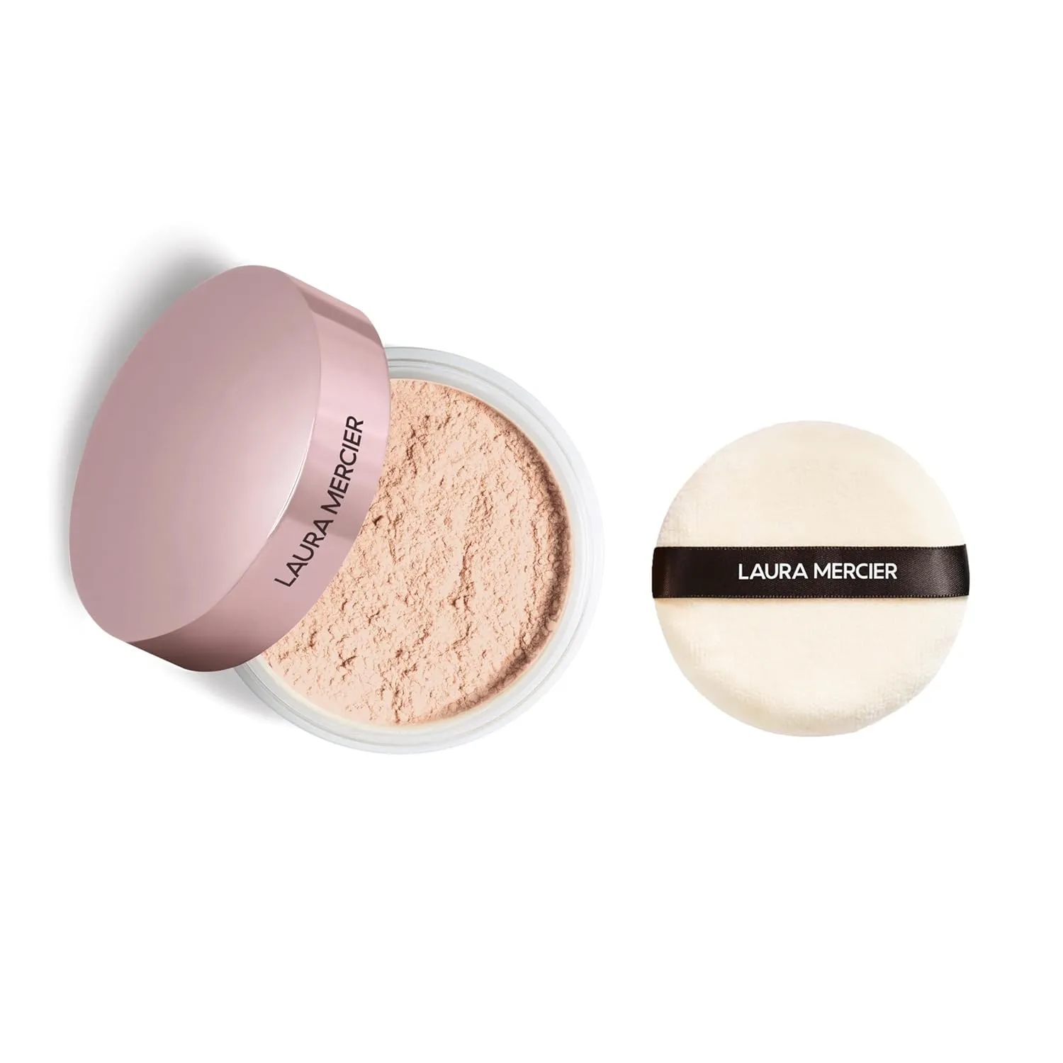 Laura Mercier Translucent Loose Setting Powder in Shade Tone-Up Rose: 24 HR Shine Control, Soft Matte Finish, Best for Normal to Oily Skin, For Enlivening Fair to Medium Skintones   Velour Puff Bundle