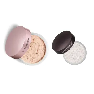 Laura Mercier Translucent Loose Setting Powder in Shade Tone-Up Rose and Secret Brightening Powder for Under Eyes Shade 1 Bundle