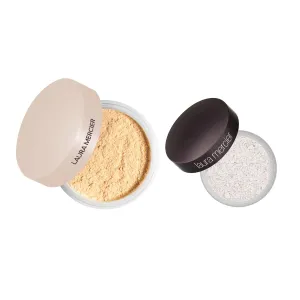 Laura Mercier Translucent Loose Talc-Free Setting Powder Ultra-Blur in Shade Translucent Honey and Secret Brightening Powder for Under Eyes Shade 1 Bundle