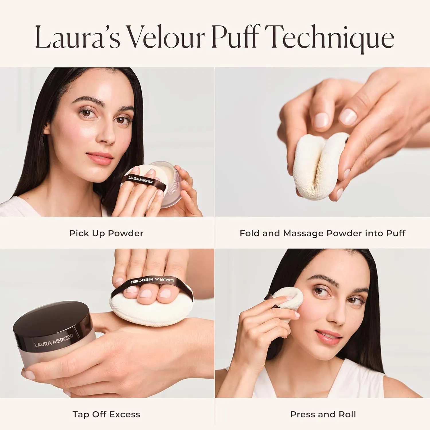 Laura Mercier Velour Puff, Perfect for Translucent Loose Setting Powder, Use to Set Makeup, Designed for Expert Application, 100% Cotton
