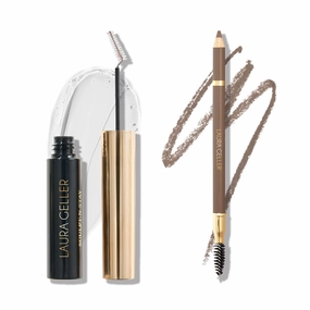 LAURA GELLER NEW YORK Bravo Brows Soft Pencil with Brush, Taupe   Sculpt-n-Stay Clear Brow Setting Gel