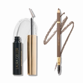 LAURA GELLER NEW YORK Bravo Brows Soft Pencil with Brush, Taupe   Sculpt-n-Stay Clear Brow Setting Gel