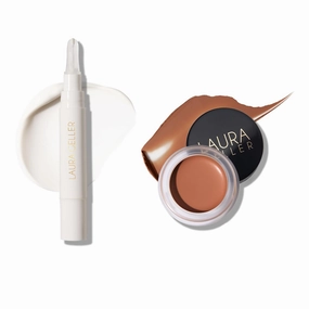 LAURA GELLER NEW YORK Under Eye Brightening Color Correcting Makeup Kit - Includes Illuminating Undereye Primer and Cancel-n-Conceal Darkness Neutralizing Perfector, Tan/Deep