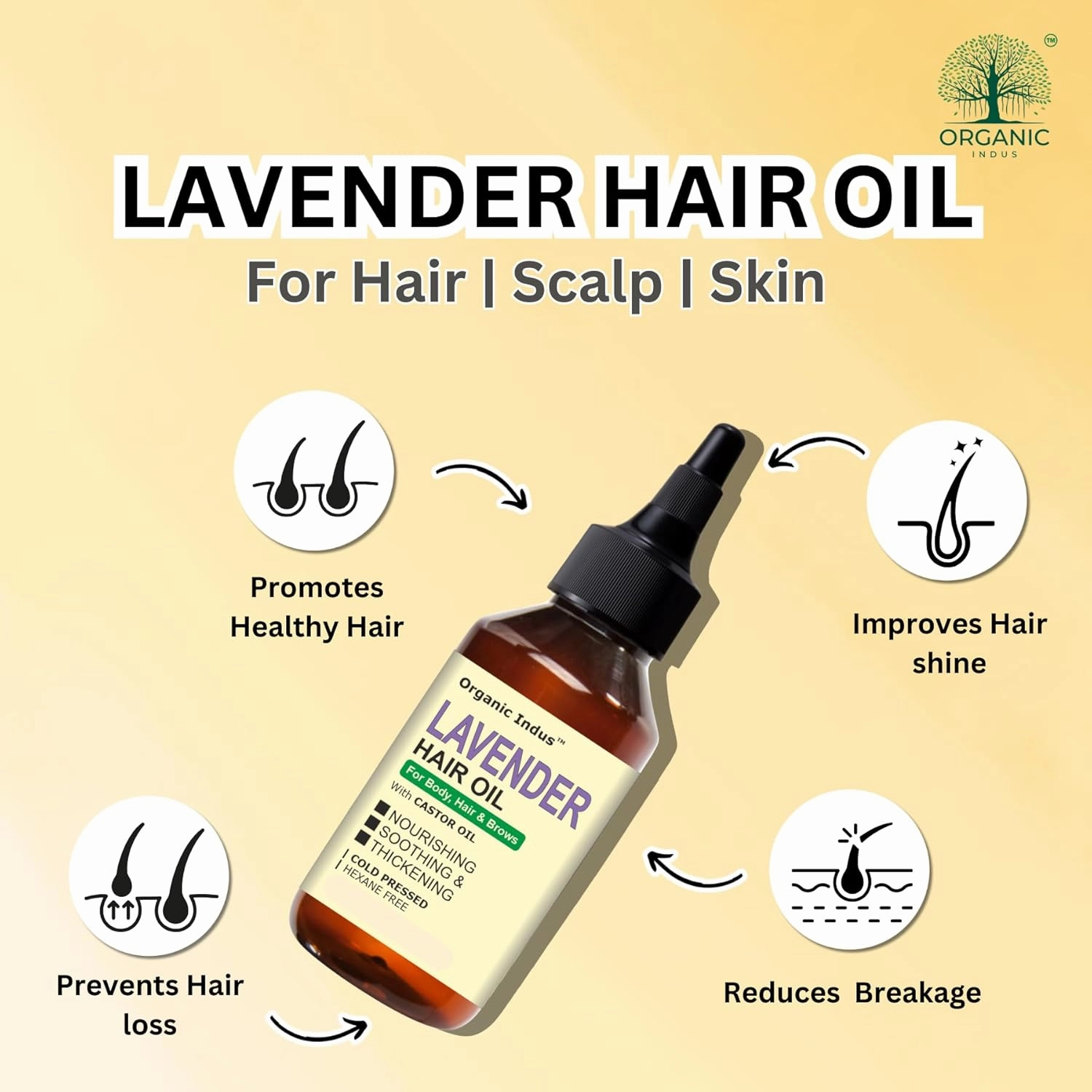 Lavender Hair Oil 8oz / 237ml | Infused with Castor Oil for Strengthen and Nourish Hair Follicles | Dry Scalp, Split Ends | Double Growth and Volumizing Formula