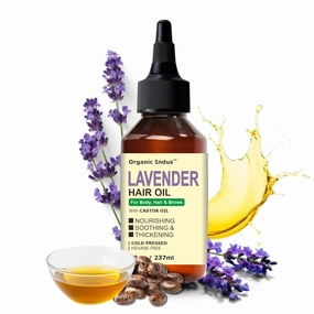 Lavender Hair Oil 8oz / 237ml | Infused with Castor Oil for Strengthen and Nourish Hair Follicles | Dry Scalp, Split Ends | Double Growth and Volumizing Formula