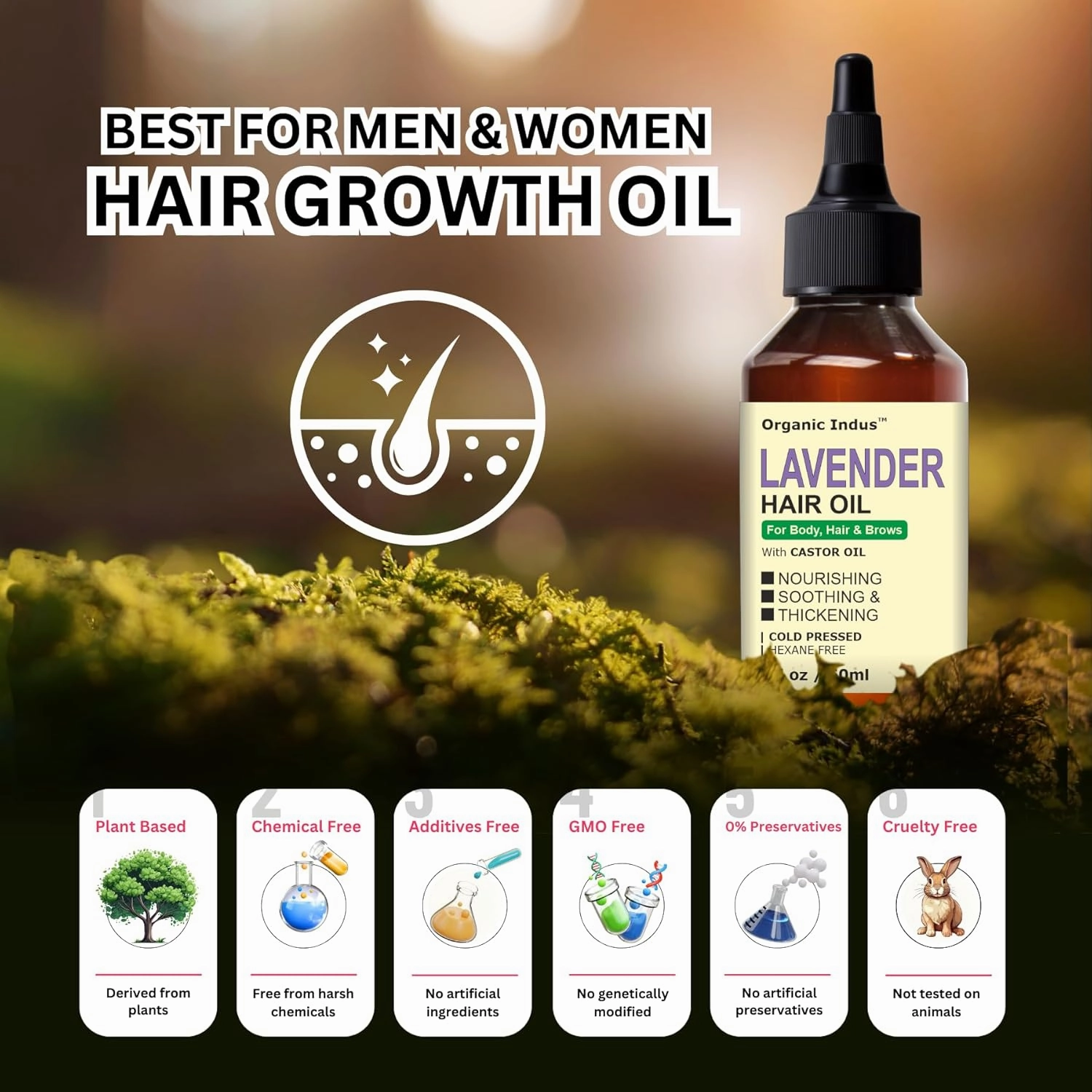 Lavender Hair Oil 8oz / 237ml | Infused with Castor Oil for Strengthen and Nourish Hair Follicles | Dry Scalp, Split Ends | Double Growth and Volumizing Formula