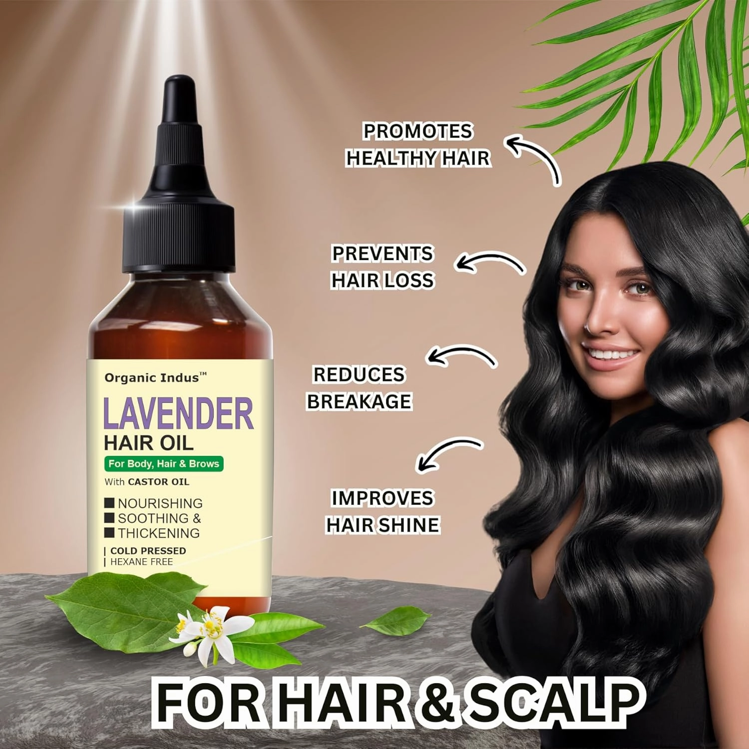 Lavender Hair Oil 8oz / 237ml | Infused with Castor Oil for Strengthen and Nourish Hair Follicles | Dry Scalp, Split Ends | Double Growth and Volumizing Formula