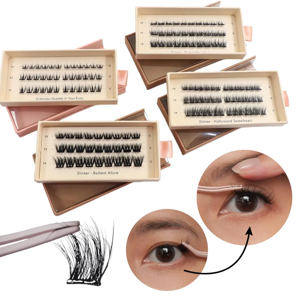 Lazy Lashes - Dinner Flutter You Up | Pre-adhesive Instant Press-on Eyelash Clusters | No Glue Required | Lasts 3-7 Days | Easy To Apply | Stick And Go | Only Need Tweezers