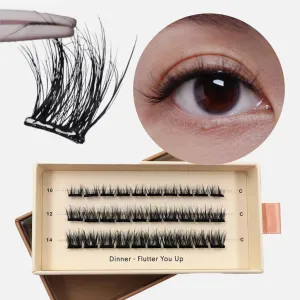 Lazy Lashes - Dinner Flutter You Up | Pre-adhesive Instant Press-on Eyelash Clusters | No Glue Required | Lasts 3-7 Days | Easy To Apply | Stick And Go | Only Need Tweezers