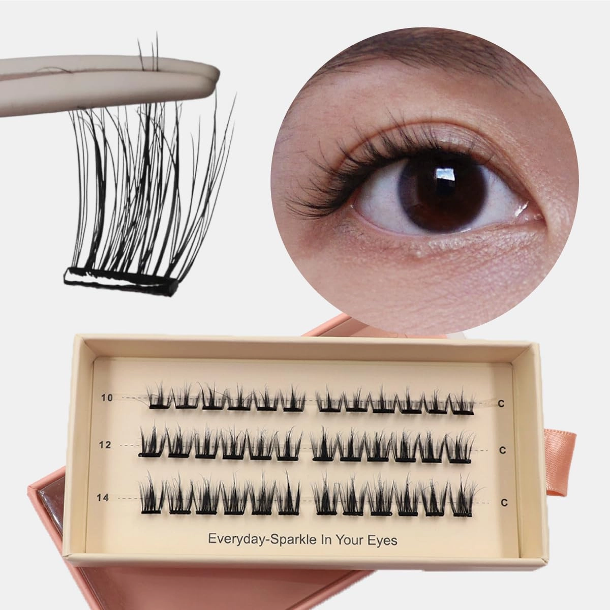 Lazy Lashes - Everyday Sparkle In Your Eyes | Pre-adhesive Instant Press-on False Eyelash Clusters | No Glue Required | Lasts 3-7 Days | Easy To Apply | Stick And Go | Only Need Tweezers