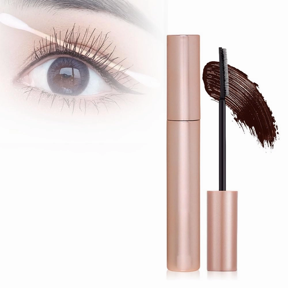 Lengthening and Curling Mascara, Waterproof & Long-Lasting Eyelash Curler, Ultimate Length Mascara for Busy Women Eyes Makeup, Smudge Resistant Sweat-Proof Volumizing for Dramatic Lashes (Brown)