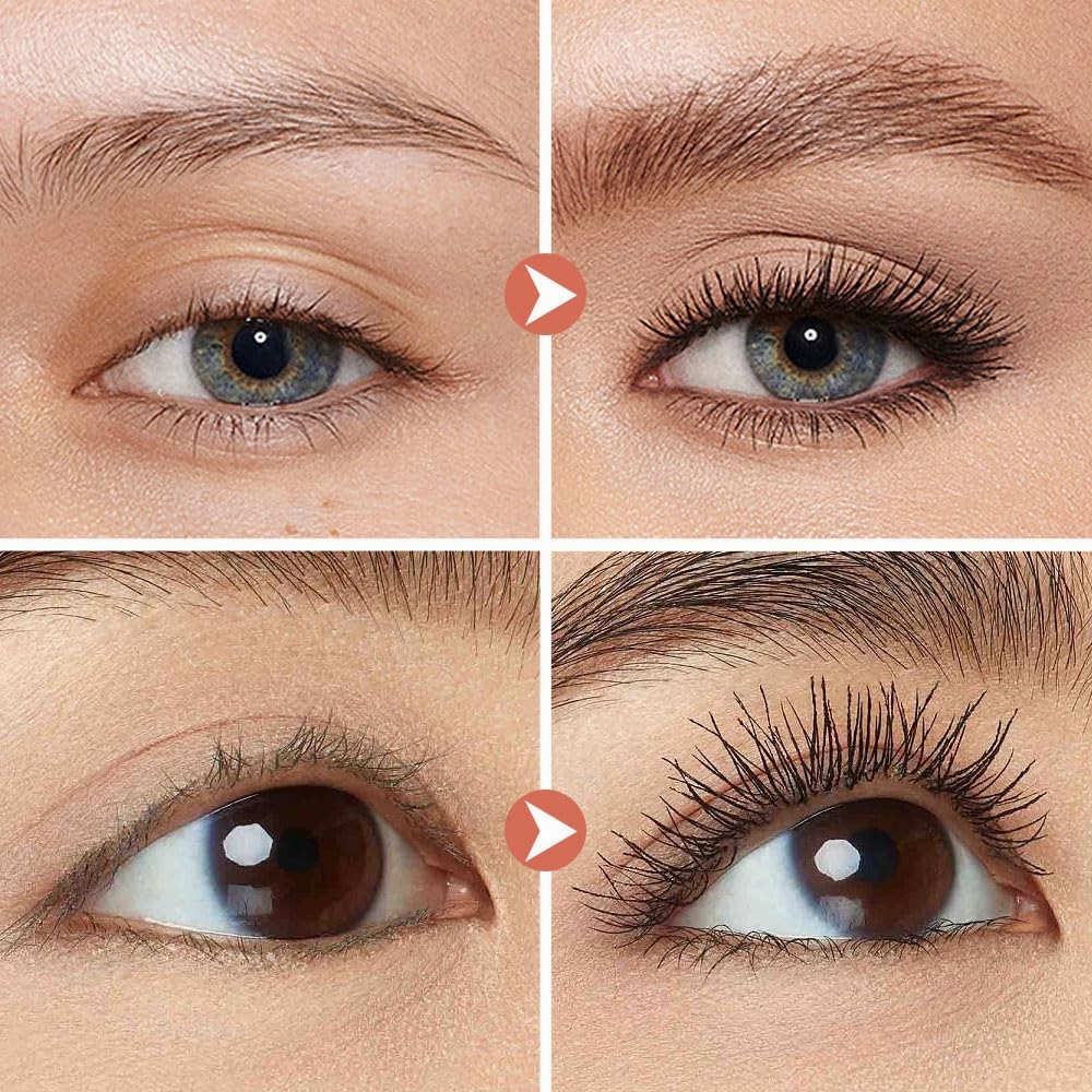 Lengthening and Curling Mascara, Waterproof & Long-Lasting Eyelash Curler, Ultimate Length Mascara for Busy Women Eyes Makeup, Smudge Resistant Sweat-Proof Volumizing for Dramatic Lashes (Brown)
