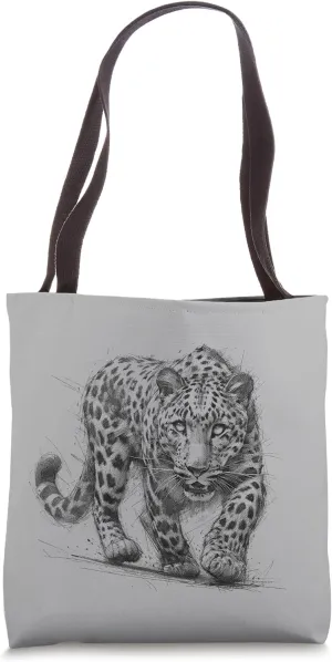 Leopard on the Prowl Pencil Sketch for Leopard Fans Tote Bag