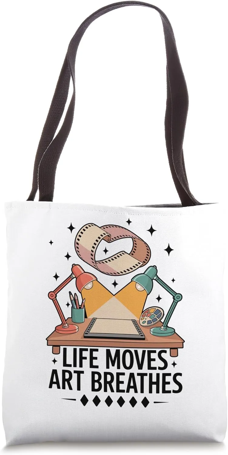 Life Moves Art Breathes Animation Draw Sketch Animate Tote Bag