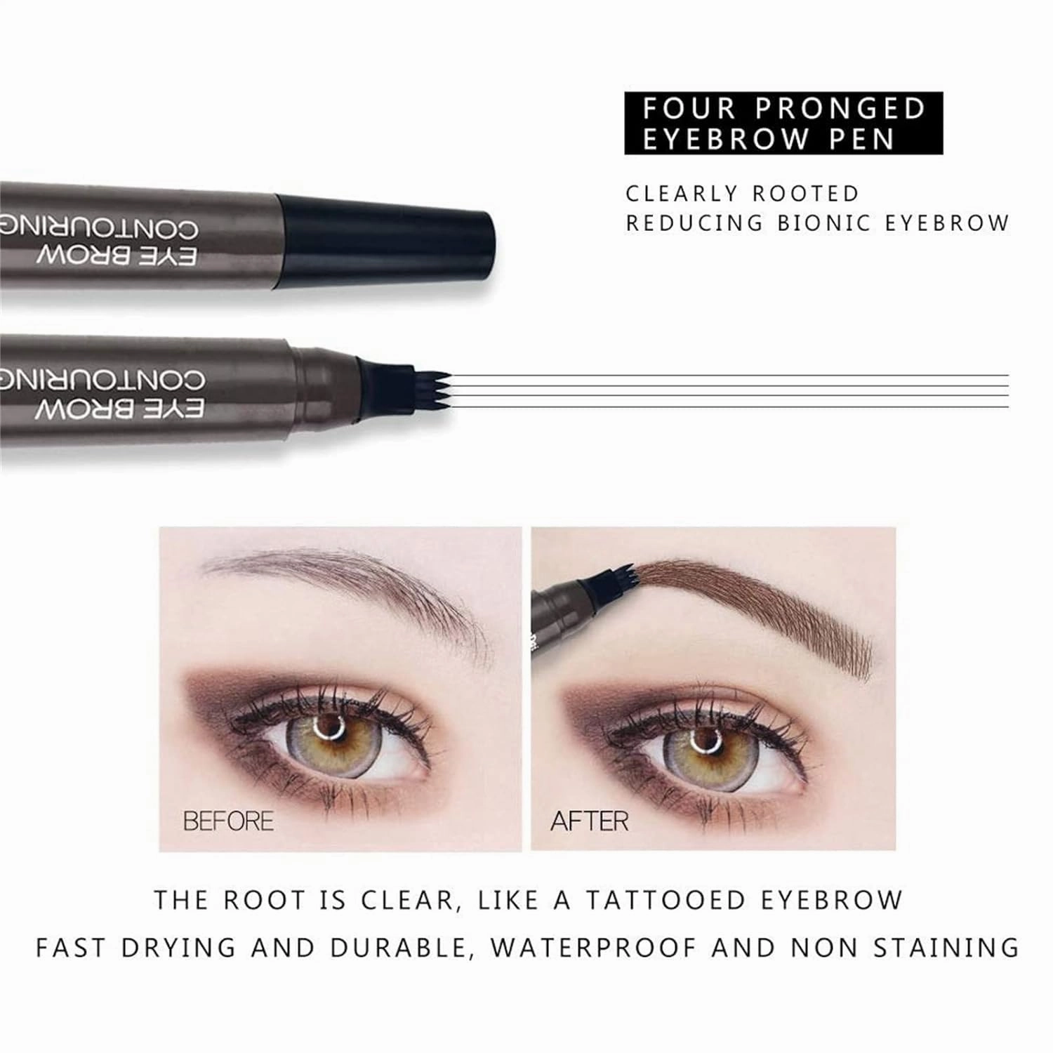 Lightsbetter Waterproof Brow Pen, Lightbetter Eyebrow Pen, Microblading Eyebrow Pencil Lightsbetter, Natural Eyebrow Pen Lightsbetter, Microblading Eyebrow Pen 4 Fork Tip Tattoo Pencil (0-2a)