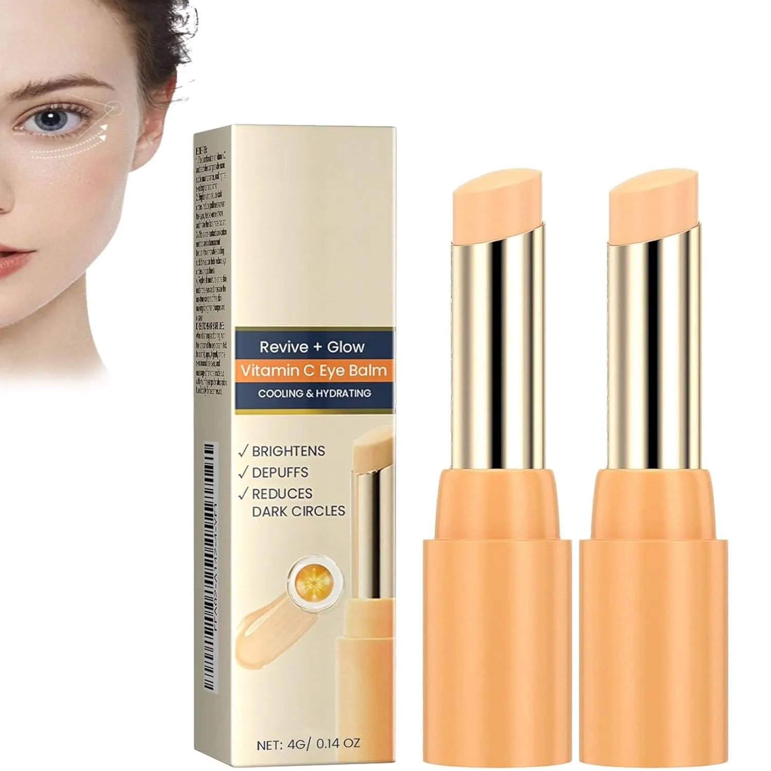 Likwispect Eye Balm, Eye Balm with Vitamin C Brightens and Reduces Puffiness, Revive and Glow EyeBalm Stick, Hydrating, Improve Dark Circles (2PCS)