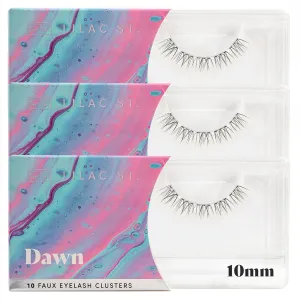 Lilac St - Dawn Natural Faux Eyelash Clusters (10mm, 3 Pack) - No "Makeup" Look - DIY Lash Extension Wisps - Lightweight & Lifelike - Lasts 10 Days - Cruelty Free, Vegan, Women Founded - 30 Lashes