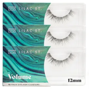 Lilac St - Volume Dramatic Faux Eyelash Clusters (12mm, 3 Pack) - Dense & Distinctive Look - DIY Lash Extension Wisps - Lightweight & Lifelike - Lasts 10 Days - Silk - Cruelty Free, Vegan - 30 Lashes