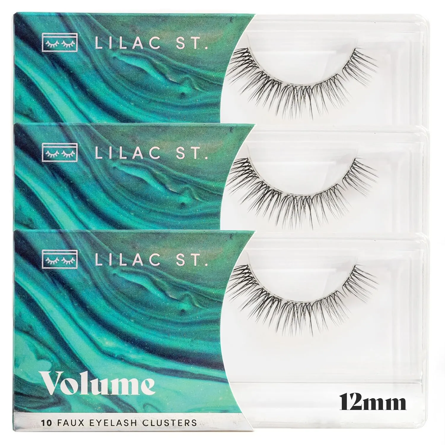 Lilac St - Volume Dramatic Faux Eyelash Clusters (12mm, 3 Pack) - Dense & Distinctive Look - DIY Lash Extension Wisps - Lightweight & Lifelike - Lasts 10 Days - Silk - Cruelty Free, Vegan - 30 Lashes