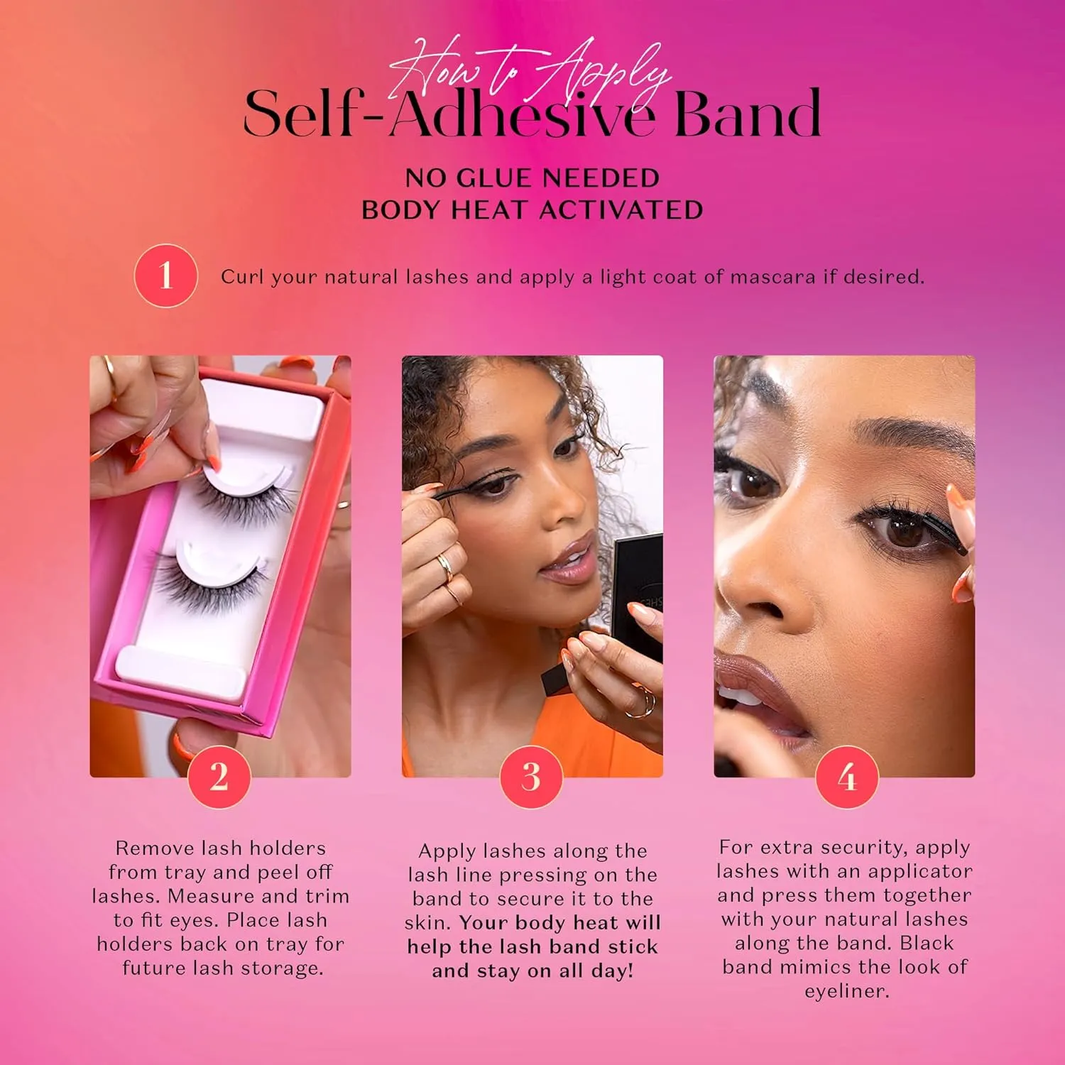 Lilly Lashes 3D Self Adhesive Eyelashes, No Lash Glue Needed, Body Heat Activated Press on Lashes, Reusable Self Adhesive Eyelashes Up to 5x, Easy to Apply & Remove (MoneyMaker)