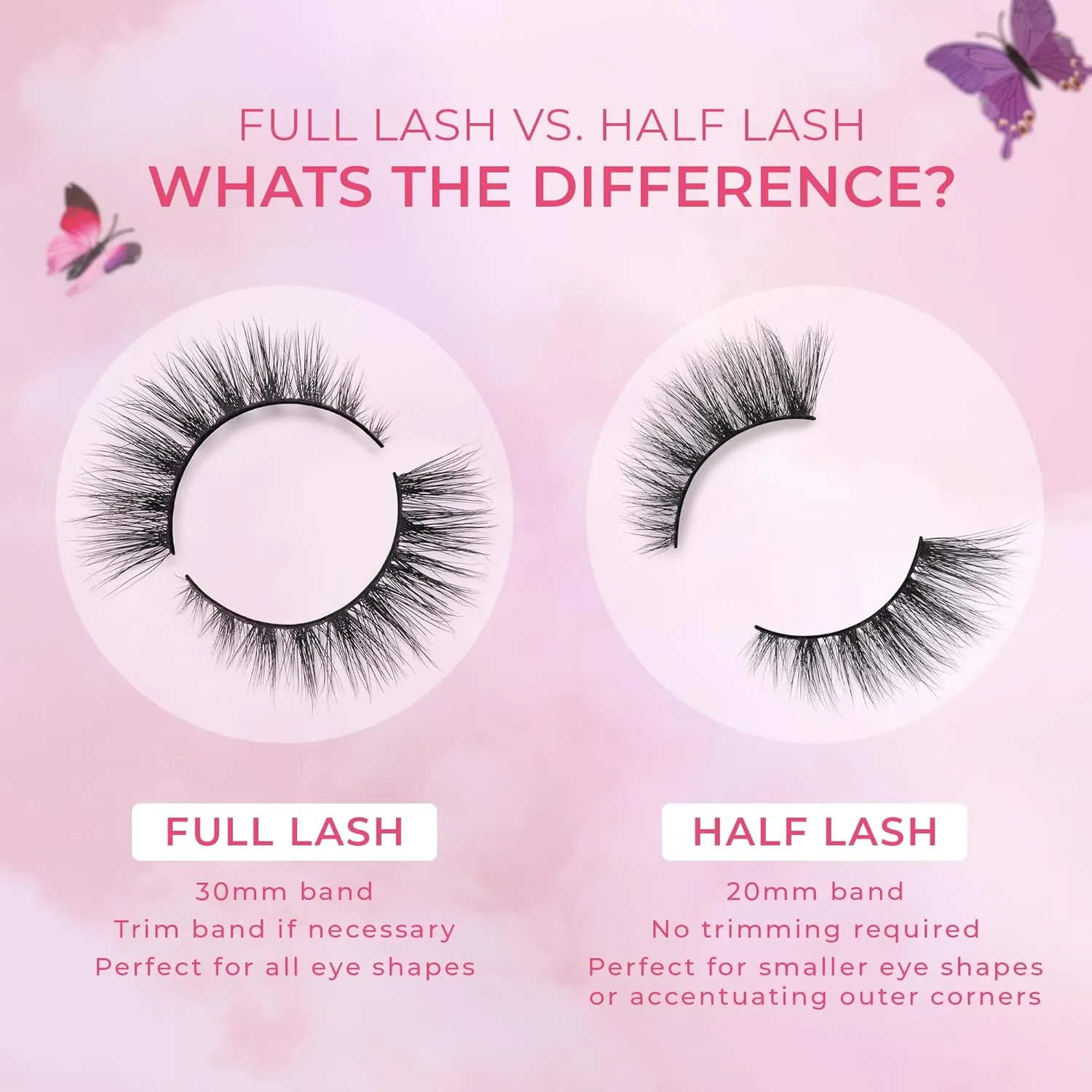 Lilly Lashes Butterfl'eyes Faux Mink Lashes, Half Lashes Natural Look & Feel, False & Reusable Eyelashes 20x, No Trimming   Easy to Apply, Round Style, Lash Glue not Included, 13mm (Sassy)